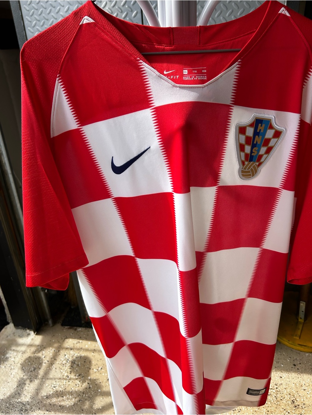 Nike Red & White Croatian Soccer Jersey with Crest